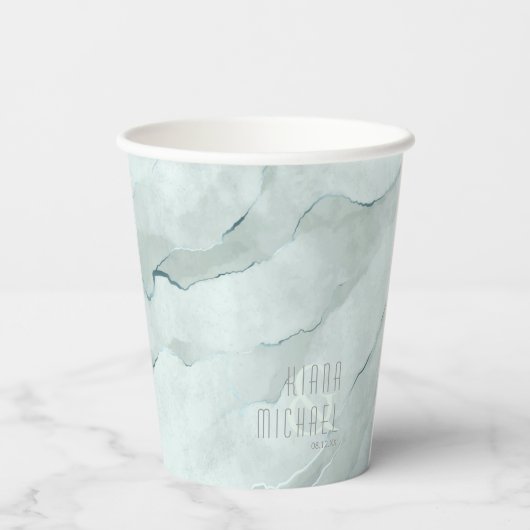 Dreamweaver Waterverf Abstracte Wedding Green ID81 Papieren Bekers (Achterkant)