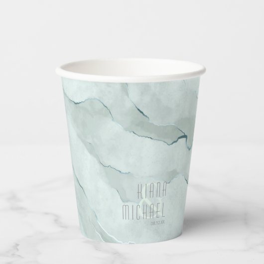 Dreamweaver Waterverf Abstracte Wedding Green ID81 Papieren Bekers (Voorkant)