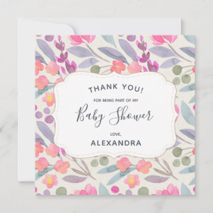 Dreamweaver Waterverf Floral Baby shower Harteli Bedankkaart