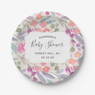 Dreamweaver Waterverf Floral BABY SHOWER Papieren Bordje