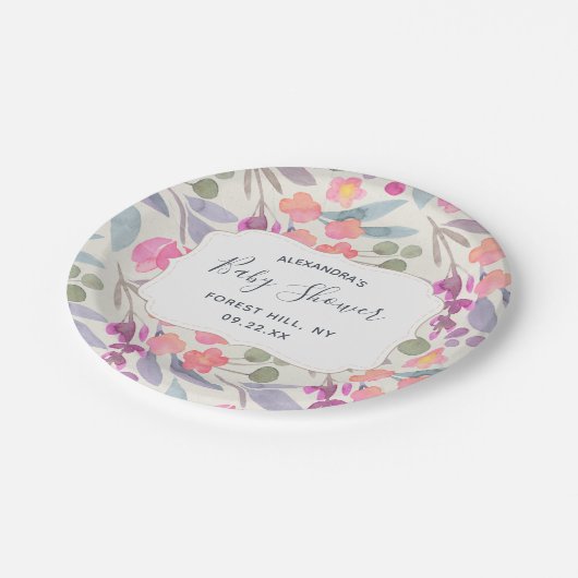 Dreamweaver Waterverf Floral | BABY SHOWER Papieren Bordje (Gekanteld)