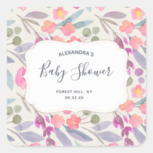 Dreamweaver Waterverf Floral   BABY SHOWER Vierkante Sticker