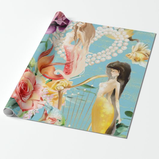 Dreamweaver waterverf Mermaid Cadeaupapier (Uitgerold)