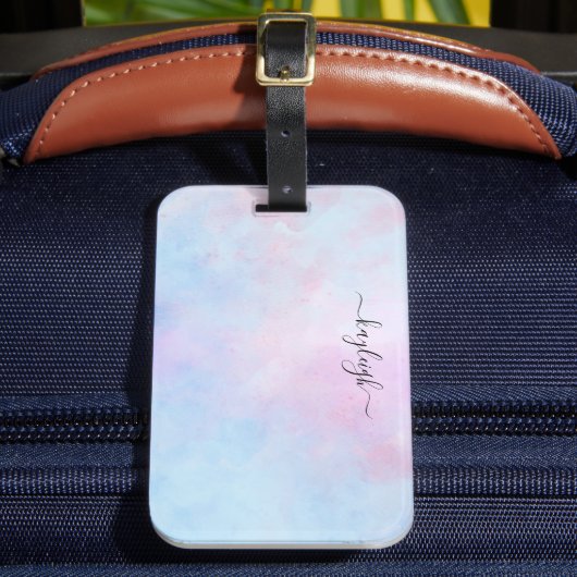 Dreamweaver Waterverf Pink Blue Turquoise Bagagelabel (Voorkant Insitu 2)