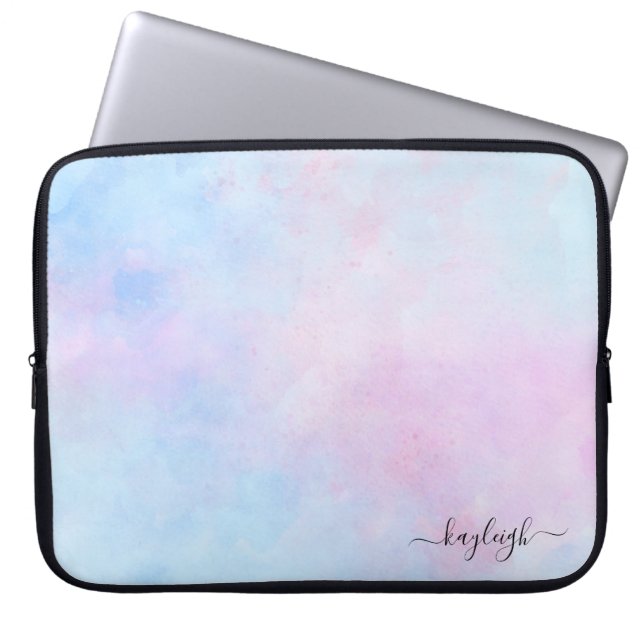 Dreamweaver Waterverf Pink Blue Turquoise Laptop Sleeve (Voorkant)