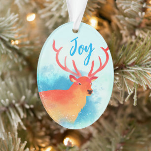 Dreamweaver Waterverf Red Reindeer Joy Oval Orname Ornament