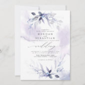 Dreamweaver Wedding Waterverf Plum Invitation Kaart (Voorkant)