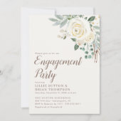 Dreamweaver White Floral Engagement Party Save The Date (Voorkant)