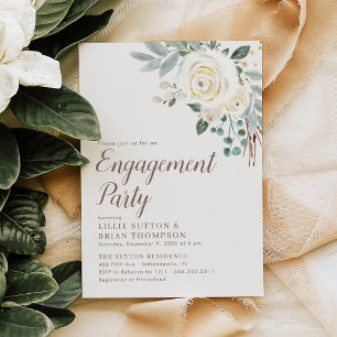 Dreamweaver White Floral Engagement Party Save The Date