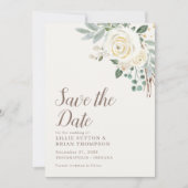 Dreamweaver White Floral Save the Date (Voorkant)