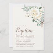 Dreamweaver White Winter Floral Baptism Save The Date (Voorkant)