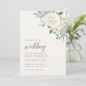 Dreamweaver White Winter Floral Wedding Invitation Save The Date (Staand voorkant)