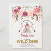 Dreamweaver WILD ONE Boho Floral Birthday Party Kaart (Voorkant)