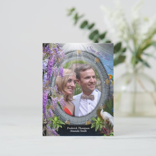 Dreamweaver Wisteria bloeit rond een portaal Aankondigingskaart (Staand voorkant)