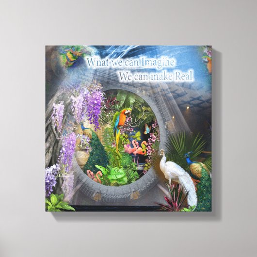 Dreamweaver Wisteria-bloemen & peracockthema's Canvas Afdruk (Voorkant)