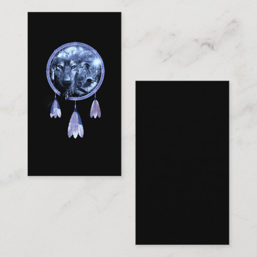 Dreamweaver Wolf Moon Native American Wolves Visitekaartje (Voorkant / Achterkant)
