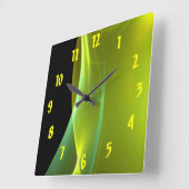 Dreamweaver Yellow en Green Sweep Fractal Vierkante Klok (Hoek)