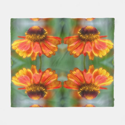 Dreamweaver Zinnia Flower Pattern Fleece Deken (Voorkant (Horizontaal))