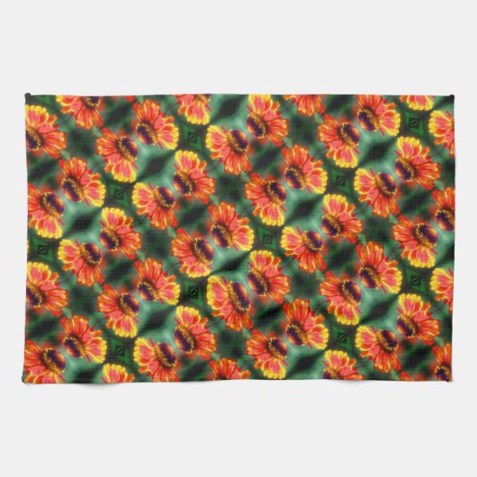Dreamweaver Zinnia Flower Pattern Theedoek (Horizontaal)
