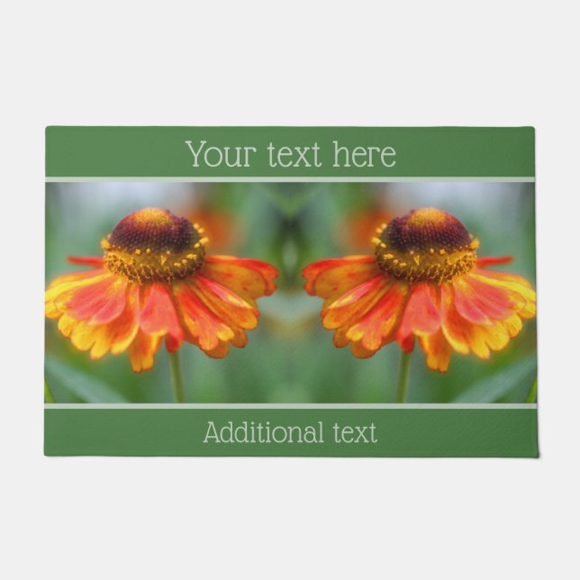 Dreamweaver Zinnia Flower Personalized Deurmat (Voorkant)