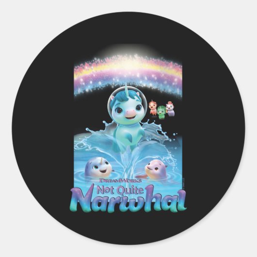 DreamWorks niet helemaal Narwhal Jumg Ronde Sticker (Voorkant)