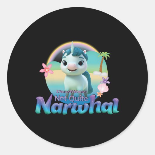 DreamWorks niet helemaal Narwhal Land Ronde Sticker (Voorkant)