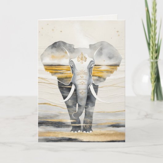Dreamwoven Guardian Elephant Greeting Card Kaart (Voorkant)