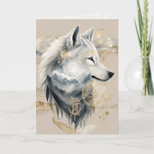 Dreamwoven Guardian Wolf Greeting Card Kaart (Voorkant)