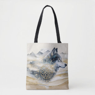 Dreamwoven Guardian Wolf Tote Bag