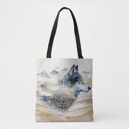 Dreamwoven Guardian Wolf Tote Bag (Voorkant)