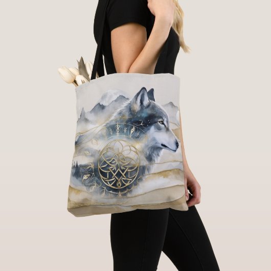 Dreamwoven Guardian Wolf Tote Tote Bag (Dichtbij)