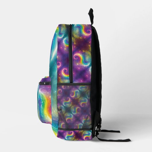 Dreamy Abstract Liquid Rainbow Tie-Dye Sequin Star Bedrukte Rugzak (Rechts)