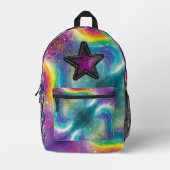 Dreamy Abstract Liquid Rainbow Tie-Dye Sequin Star Bedrukte Rugzak (Voorkant)