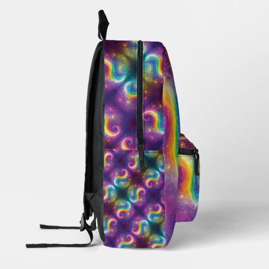 Dreamy Abstract Liquid Rainbow Tie-Dye Sequin Star Bedrukte Rugzak (Links)