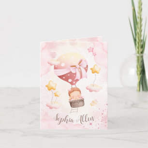 Dreamy air balloon Birth Announcement Card girl Aankondiging