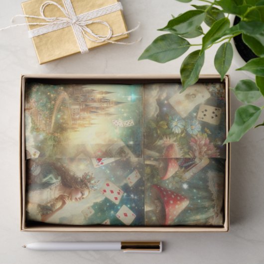 Dreamy Alice In Wonderland Castle Decoupage Tissuepapier (Geschenk)