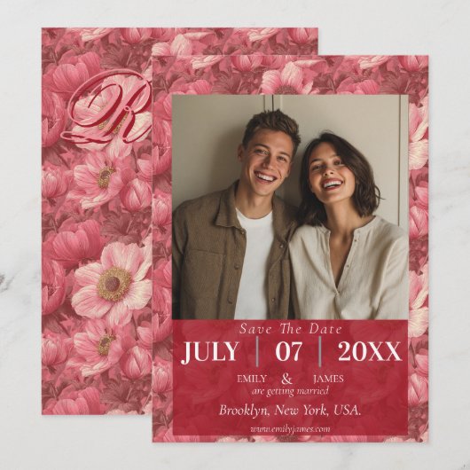 Dreamy Anemones Inspired Outdoor Wedding Save The Date (Voorkant / Achterkant)