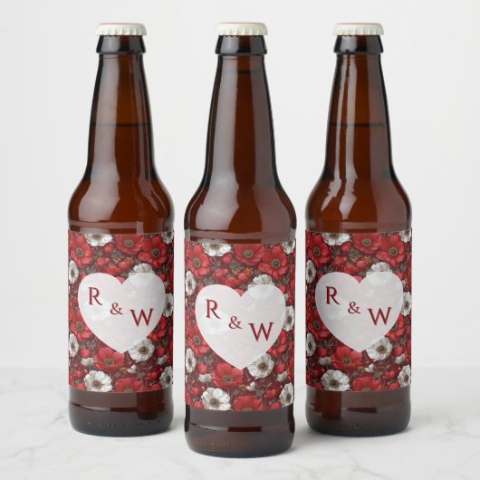 Dreamy Anemones Petal Seaside Wedding Bier Etiket (Flessen)