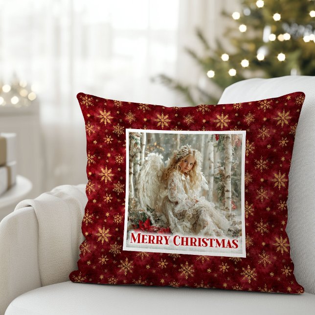 Dreamy Angel Poinsettia Christmas Pillow Gift Kussen (Dreamy Angel Poinsettia Christmas Pillow Gift)