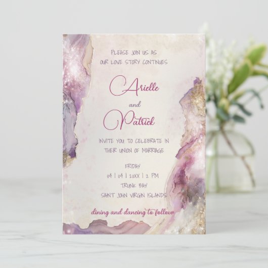 Dreamy Aquarella bruiloft uitnodiging (Staand voorkant)