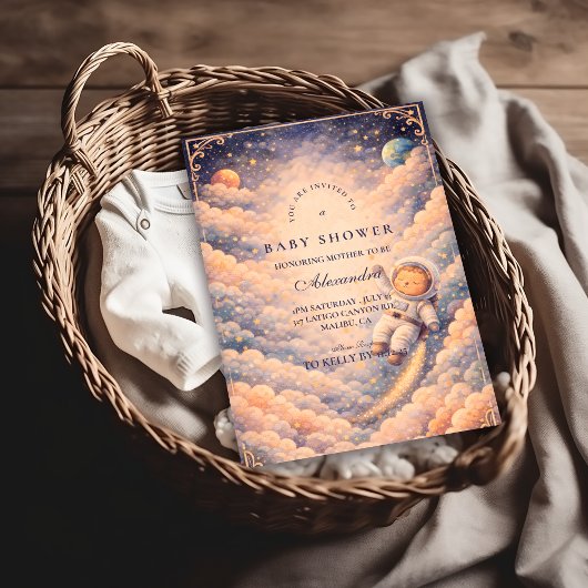 Dreamy Astronaut Cloudscape Baby Shower Kaart
