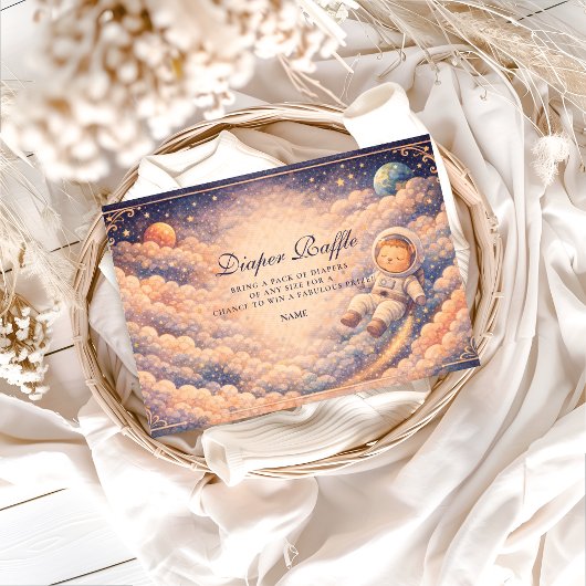 Dreamy Astronaut Cloudscape Diapper Raffle  Informatiekaartje