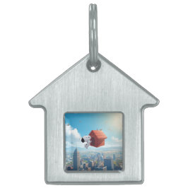 Dreamy Beagle Floating City Comic Illustration Huisdieren Naamplaatje