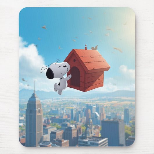 Dreamy Beagle Floating City Comic Illustration Muismat (Voorkant)
