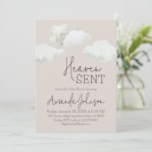 Dreamy Beige Heaven Sent Baby Shower Kaart (Staand voorkant)