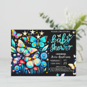 Dreamy Blue Butterfly Garden Boy Baby shower Kaart (Staand voorkant)