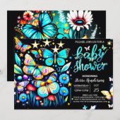 Dreamy Blue Butterfly Garden Boy Baby shower Kaart (Voorkant / Achterkant)