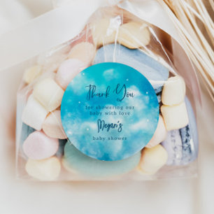 Dreamy Blue Cloud 9 Baby shower Favor Ronde Sticker