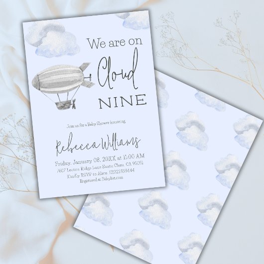 Dreamy Blue Cloud Nine Sky Theme Boy Baby shower Kaart