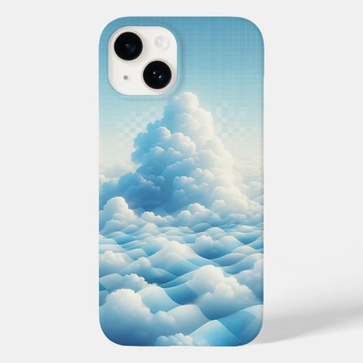 Dreamy Blue Clouds Phone Case - Surreal Sky Grid  (Achterkant)